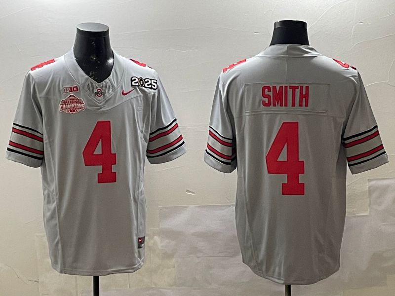 Men Ohio State Buckeyes #4 Smith Grey Black Three generations Nike 2025 NCAA Jersey